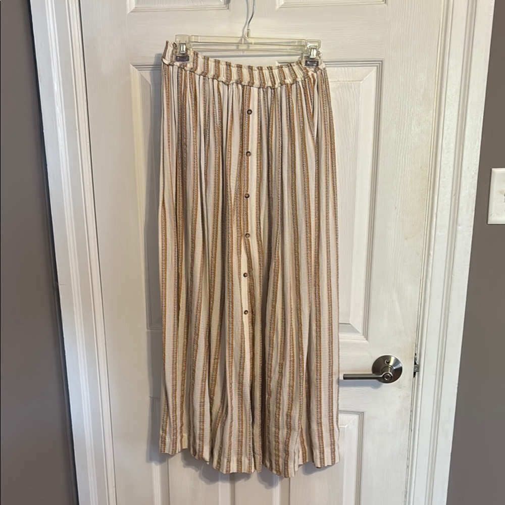 Striped Tan and Gold French Maxi Skirt